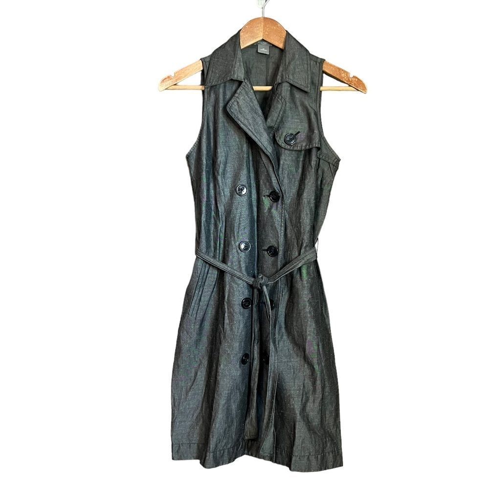 Ann taylor grey Ramie blend sleeveless dress‎